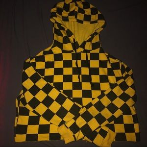 yellow and black checkered crop top